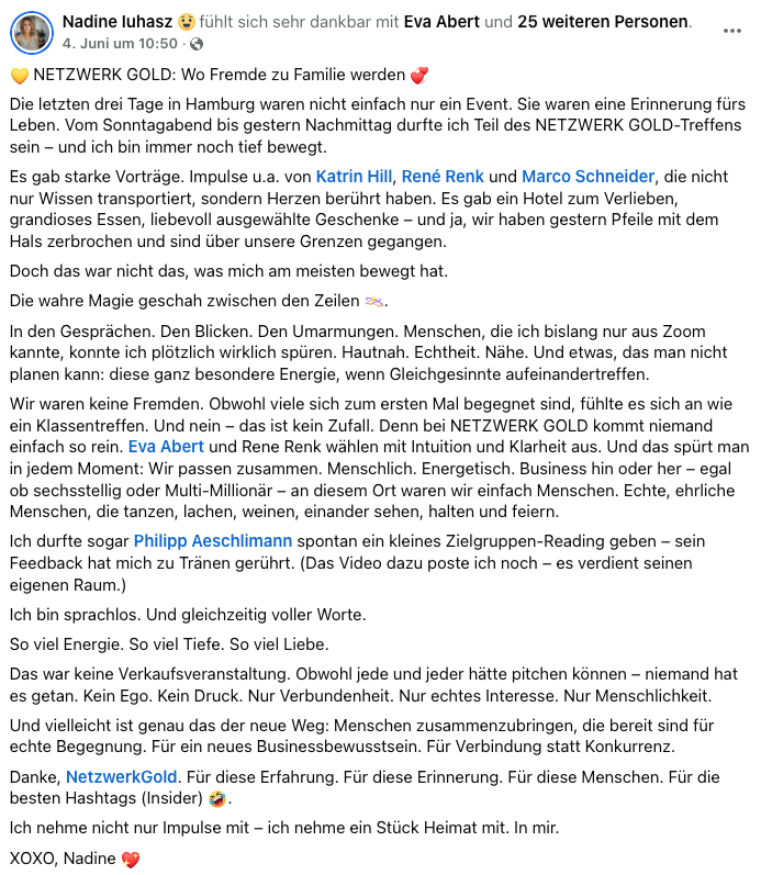 Nadine Iuhasz - Live-Event - Wo Fremde zur Familie werden